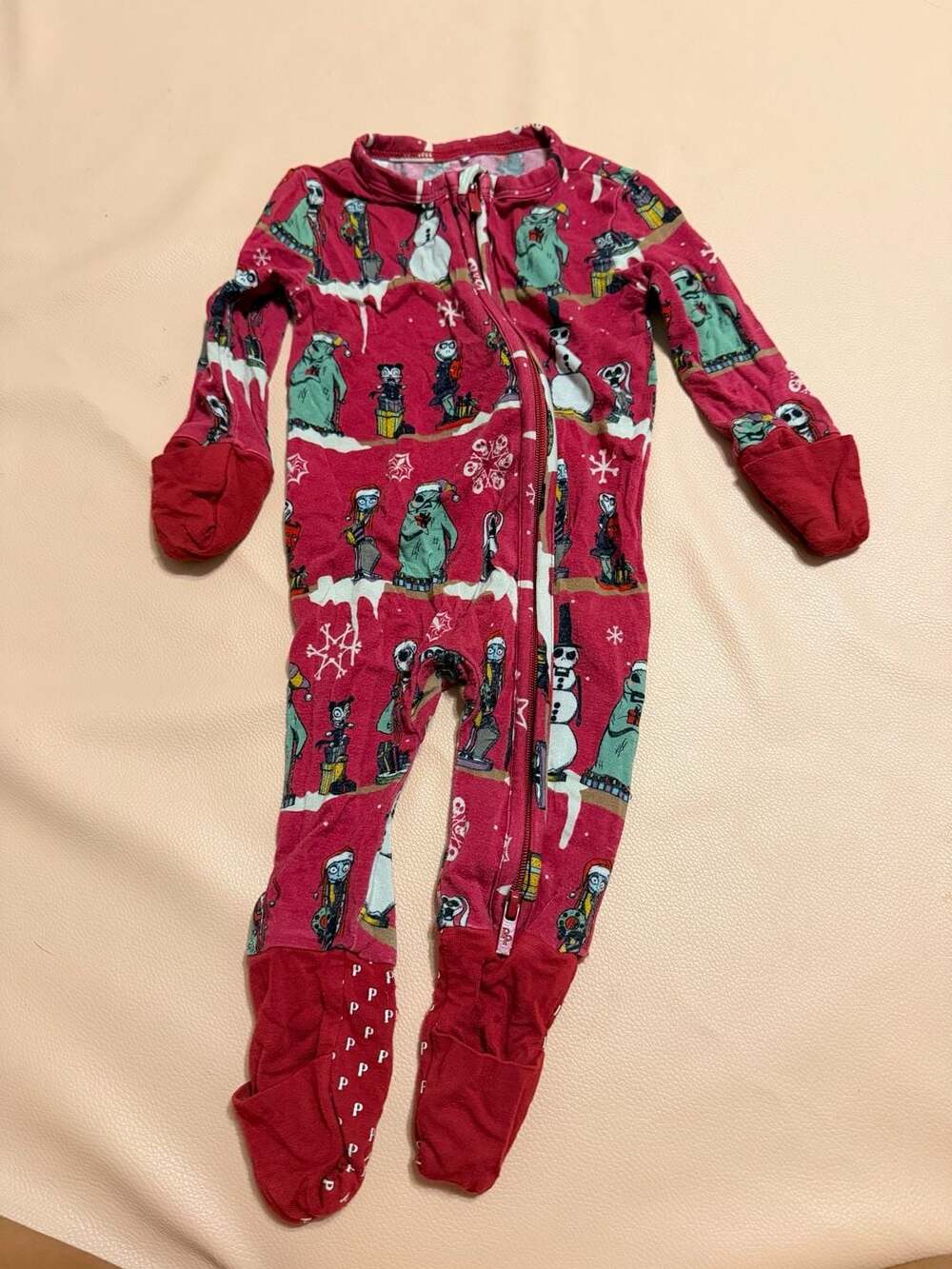 Posh Peanut Nightmare Before Christmas Footie Pajamas Size 0-3M Red